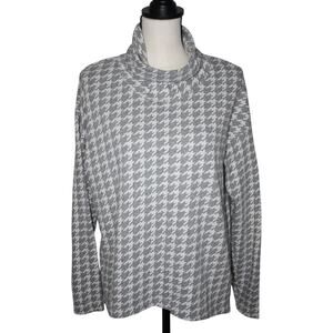 Hatley Women's Tops Medium Sweatshirt Long Sleeve Turtle Neck Gray White Cotton